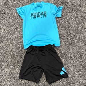 Adidas Bright Blue Tee and Black Shorts Combo